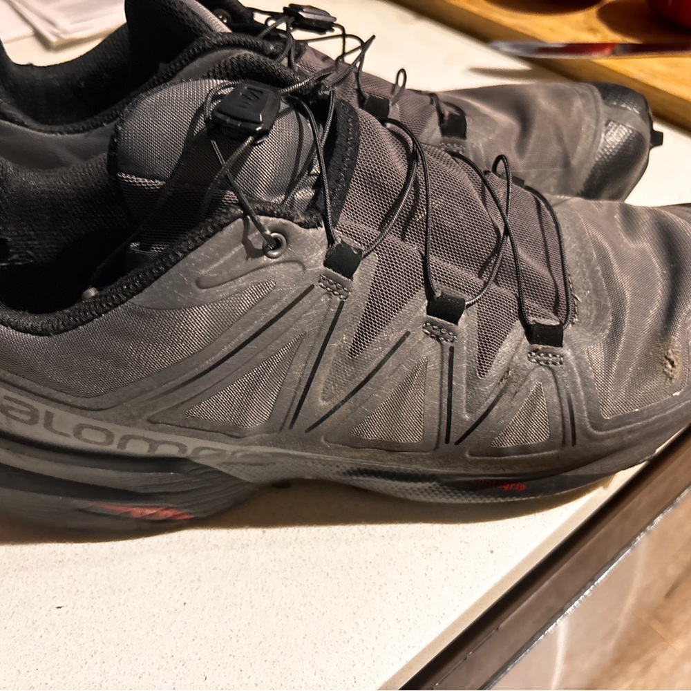 Salomon Black and Gray Athletic Shoes with Traction Sole